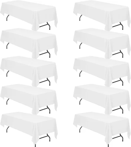 Vista 164 de BRILLMAX - Manteles para mesa rectangular de 6 pies, tela de lino de poliéster, lavable, para boda, recepción, banquete, fiesta de cumpleaños, 60 x