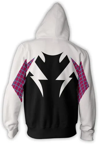 Vista 2 de Wsysnl Cos Spider Gwen Superhero 3D Style - Sudadera con capucha y cremallera, unisex, para adulto