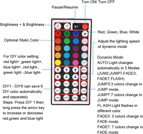 Vista 3 de Tira de luz LED RGB de 5 V 5050 USB con control remoto de 44 teclas, 4 luces precortadas de 1.64 pies/6.56 pies, cinta de retroiluminación para TV