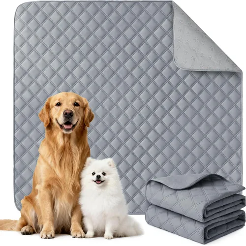 Vista 13 de Eterish Paquete de 2 almohadillas reutilizables y lavables para orina para perros, grandes, extragrandes, 36 x 41 pulgadas, paquete de 2 Beige