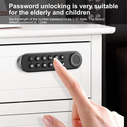 Vista 3 de Cerradura biométrica de huellas dactilares para gabinete, cerradura inteligente con contraseña USB, cajón oculto para archivos, armario, seguridad