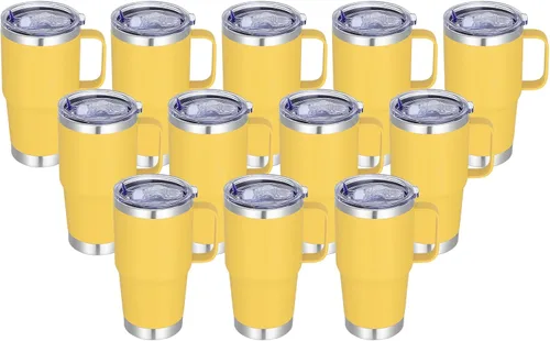 Vista 26 de Vaso térmico de acero inoxidable de 20 oz con asa, envase a granel, vasos termales metálicos aislados, taza de café de viaje con asa, vaso de doble