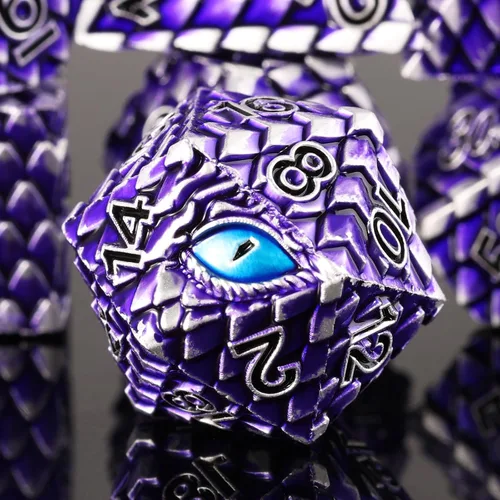 Vista 24 de 1 dado de metal D20 DND – Dados poliédricos gigantes metálicos de 20 caras, dados grandes de 1.378 in de ojo de dragón para juego de mesa