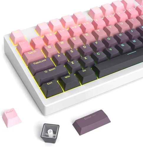 Vista 31 de Owpkeenthy Teclas de carbono retro perfil SA de 150 teclas personalizadas de ABS Doubleshot Juego de teclas con barra espaciadora dividida