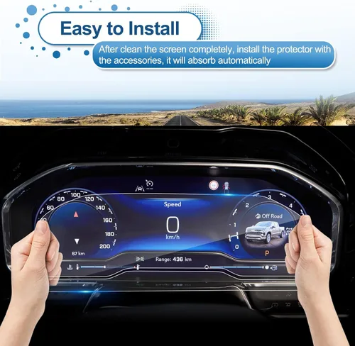 Vista 7 de Protector de pantalla GMC Sierra 1500 2022-2026, para Protector de pantalla Silverado 1500 2022-2026, panel de instrumentos de 12.3 pulgadas, vidrio