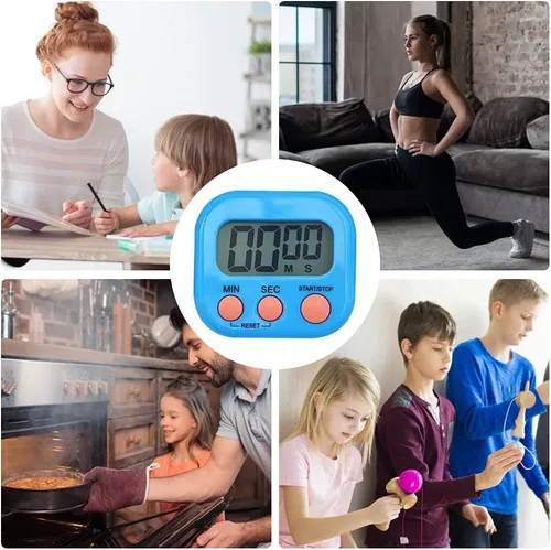 Vista 3 de Temporizador digital de cocina para cocinar, temporizador electrónico multifunción, alarma de dígitos grandes, respaldo magnético fuerte