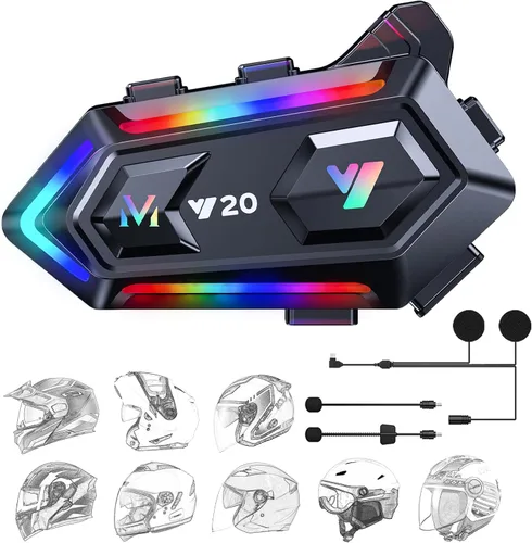 Vista 10 de Auriculares para casco de motocicleta FEYA con alta duración de batería, auriculares para casco IPX6, respuesta/llamada automática, control