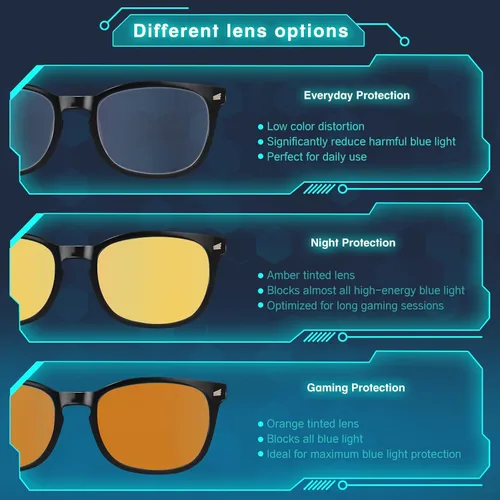 Vista 8 de Lentes de luz azul para mujeres y hombres 99% de bloqueo de luz azul para computadora, juegos, televisión, pantalla de teléfono, marco cuadrado