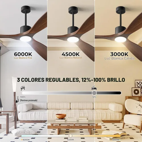 Vista 3 de Ventilador de techo inteligente de 52 pulgadas con luces, ventilador de techo para exteriores compatible con Alexa/aplicación/control remoto, motor