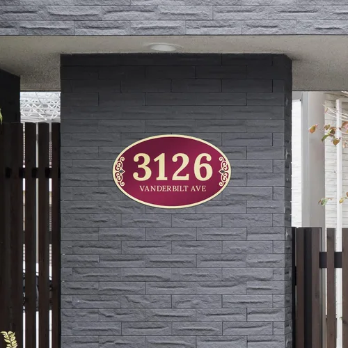 Vista 4 de Letrero decorativo de dirección personalizado para interiores y exteriores, borde negro, fabricado en los Estados Unidos, 12 x 7.5 pulgadas