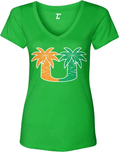 Vista 13 de Palm Trees - College Sports Miami - Camiseta con cuello en V para mujer Negro