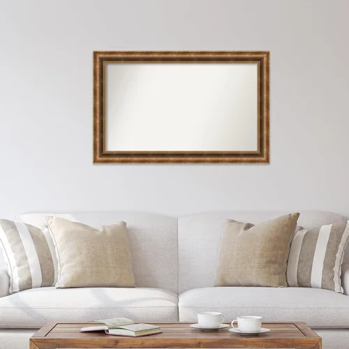 Vista 1074 de Amanti Art Espejo de pared personalizado no biselado (25 x 25 pulgadas), marco de bronce acentuado, varios tamaños personalizados, espejo de baño