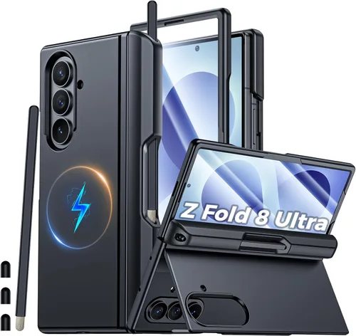 Vista 14 de CENMASO - Funda para Samsung Galaxy Z Fold 7 con soporte, compatible con Negro