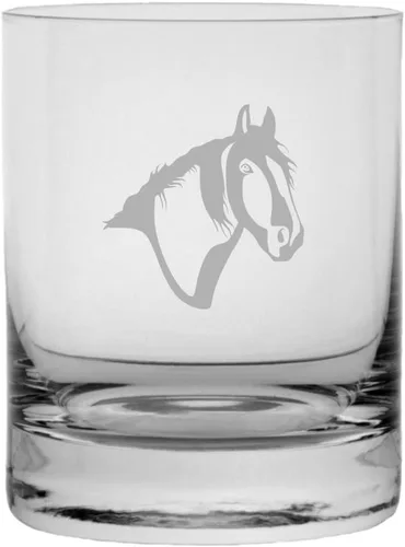 Vista 24 de Abaco Barb - Vaso de whisky con temática de caballo grabado (10.25 onzas)