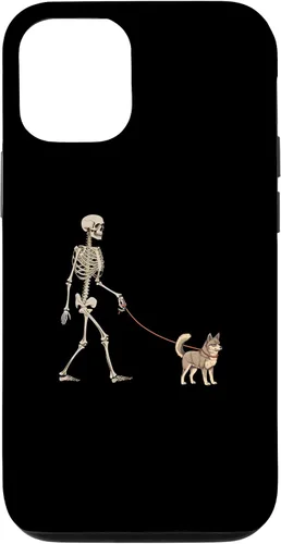 Vista 11 de Carcasa divertida para iPhone 12 mini de Alaska, Klee Kai, esqueleto para pasear al perro