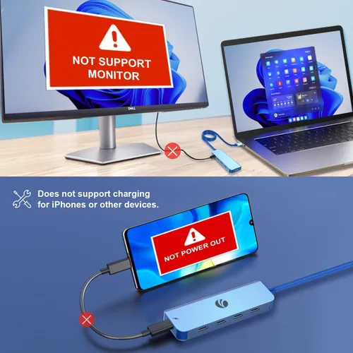 Vista 3 de V COM Hub USB C de 10 Gbps, divisor USB de 5 puertos con entrega de energía de 100 W, adaptador multipuerto USB C portátil compatible con MacBook