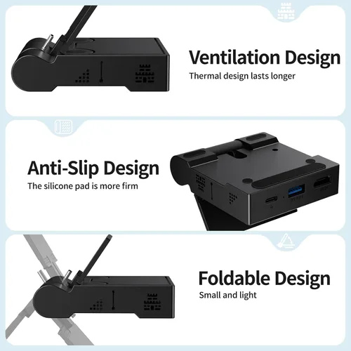 Vista 6 de Younik Switch Dock para conmutador NSSwitch OLED, estación de acoplamiento de interruptor con puerto HDMI y USB 3.0, interruptor portátil de TV Dock