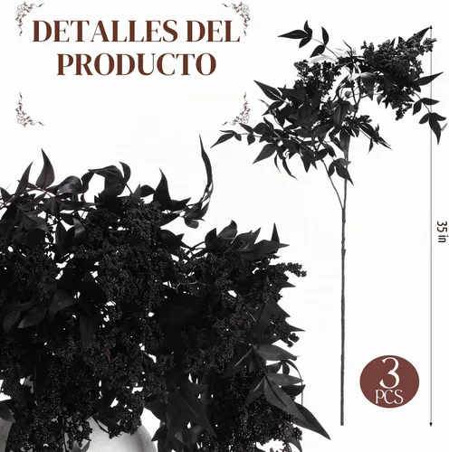 Vista 2 de Zeyune 3 tallos de bayas artificiales de 35 pulgadas, decoración
