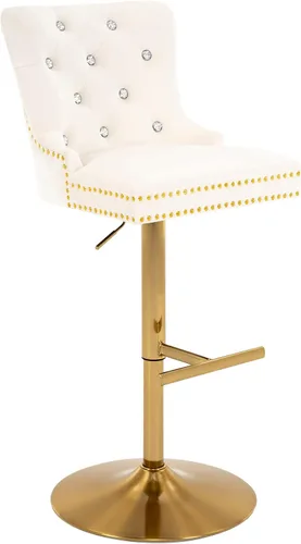 Vista 9 de Taburete de bar ajustable, silla de terciopelo con función giratoria y base negra, taburete de altura de mostrador para cocina, comedor y muebles
