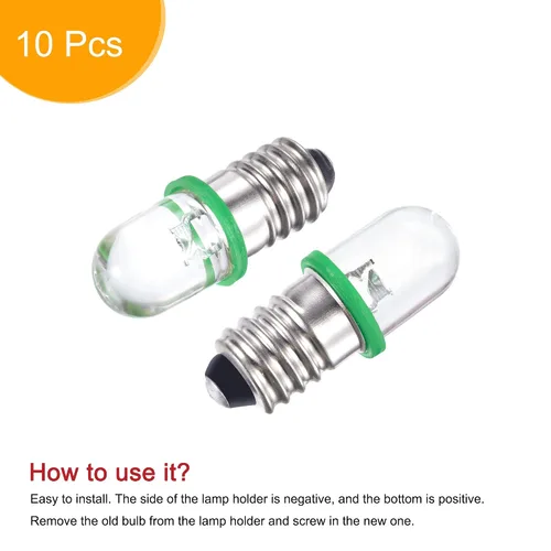 Vista 3 de MECCANIXITY Bombilla LED E10 con base de tornillo DC 3V 0.25W Round Top Mini Spot Light con caja de almacenamiento, color verde, paquete de 10