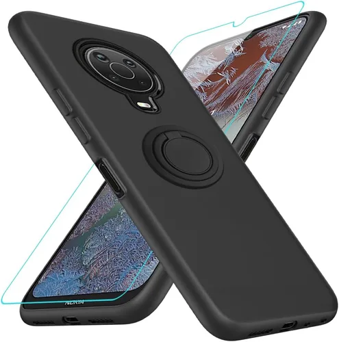 Vista 8 de Funda para Pinwheel Genesis 3 / BLU G64 Funda para teléfono con protector de pantalla HD, soporte de anillo giratorio de 360°, soporte de silicona