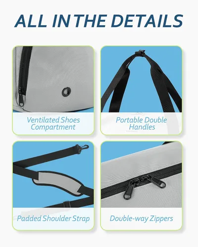 Vista 6 de BAGSMART - Bolsa de gimnasio para hombres y mujeres, bolsa de viaje deportiva con compartimento para zapatos y bolsillo húmedo, bolsa de lona