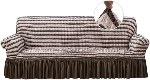 Vista 14 de Qubjus Funda Elástica para Sofá Fundas para Sofá Lavables Funda para Sofá Sillón Cama Protector de Muebles de Fácil Ajuste con Parte Inferior Beige