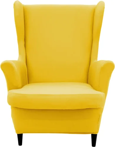 Vista 17 de NILUOH Funda para silla con respaldo de alas de 2 piezas, funda de silla de alas suaves elásticas de color sólido, funda de sillón sofá