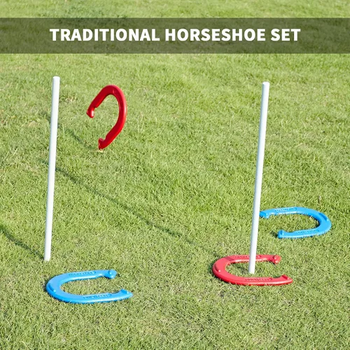 Vista 8 de SpeedArmis Juego de herraduras para exteriores, juego de herraduras de césped de tamaño universal, juegos al aire libre para fiestas, playa, patio