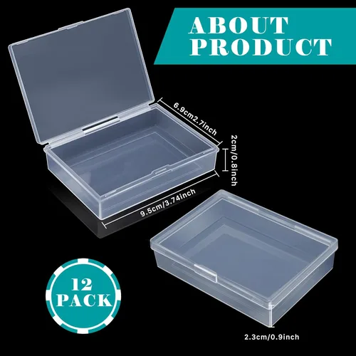 Vista 2 de Paquete de 12 cajas transparentes, cajas de plástico para tarjetas