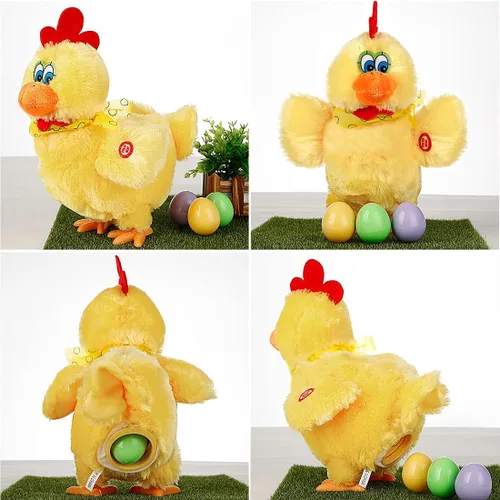 Vista 7 de Juguetes de Pascua Pollo Poner Huevo Eléctrico Peluche Loco Pollo Loco con Sonido Musica Animal