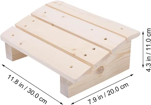 Vista 6 de Reposapiés de madera para debajo del escritorio, reposapiés de oficina inclinado para el hogar y el trabajo, diseño ergonómico para aliviar el dolor