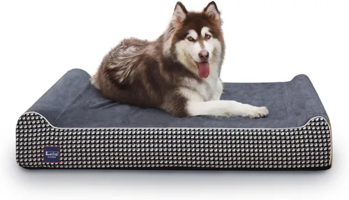 Vista 31 de Laifug Cama ortopédica de espuma viscoelástica para perros con forro duradero a prueba de agua y funda extraíble lavable (grande