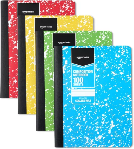 Vista 9 de Amazon Basics Cuaderno de composición, rayas universitarias, 100 hojas, 9.75 x 7.5 pulgadas, 1 paquete, mármol negro
