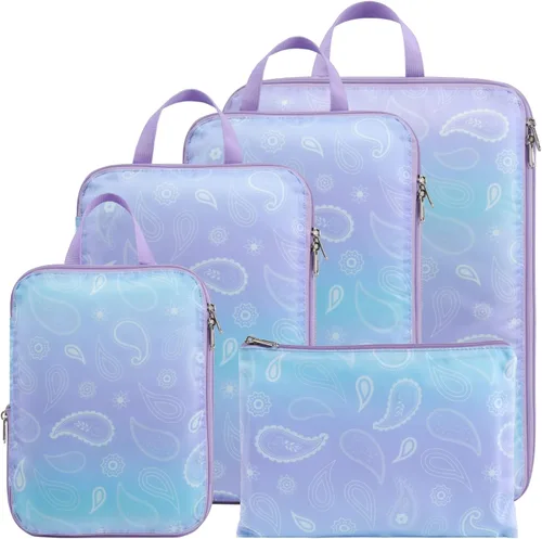 Vista 12 de Cambond - Cubos de compresión para viajes de mujer - Bolsas de viaje expandibles, organizadores de equipaje, esenciales de viaje, cubos de 01 Sandía