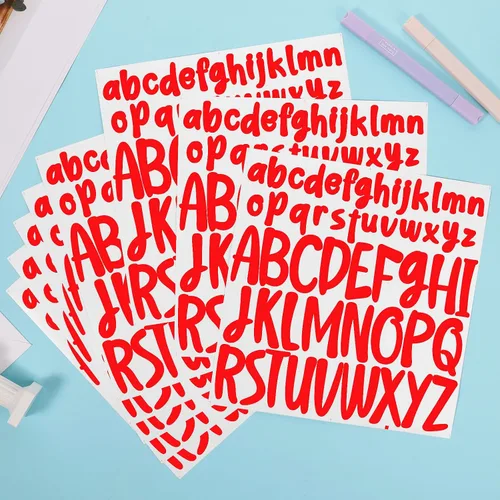 Vista 3 de 416 piezas de 8 hojas de calcomanías de letras, calcomanías autoadhesivas de letras mayúsculas y minúsculas de 1 pulgada y 2 pulgadas, calcomanías