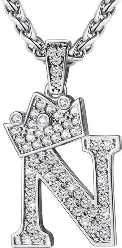 Vista 19 de U7 Crown Initial Number Necklace for Men Women A-Z Letter Pendant Chain a. Oro