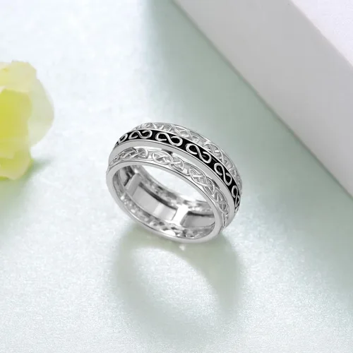 Vista 3 de Anillo de ansiedad de plata de ley 925 con nudo celta giratorio, anti-ansiedad, reducción del estrés, joyería, regalo, regalo de cumpleaños