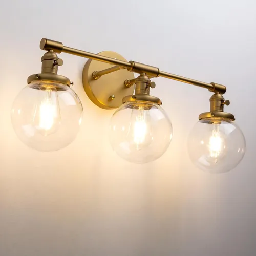 Vista 23 de PERMO Aplique de Pared Industrial Vintage con Mini Pantalla Globo Redonda de Vidrio Transparente Soplado a Mano de 5.9" (Cromado)