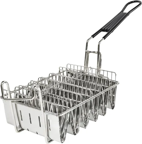 Vista 7 de SOTECH Cesta de tortilla para freír en la cocina, molde para freír para freír y freír grasa profunda, cesta cuadrada de acero inoxidable (4 conchas)