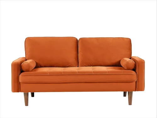Vista 74 de Container Furniture - Sofá de piel sintética para la sala de estar moderna con cojines extraíbles y patas de madera maciza, sofá estilo lujoso