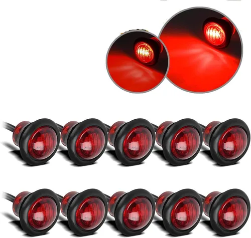 Vista 9 de Partsam 10 luces de marcador LED ámbar redondas de 3/4 pulgadas, luces de señal de giro de 3 cables para camioneta remolque, sellado impermeable