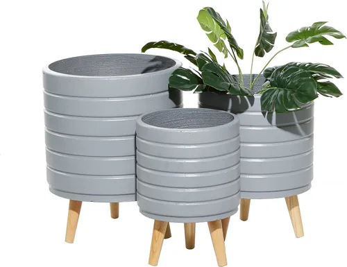 Vista 2 de Deco 79 CosmoLiving by Cosmopolitan 46527 - Maceta, color gris