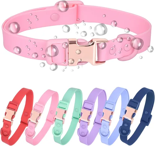 Vista 7 de Collar de perro impermeable con hebilla de metal de seguridad, duradero y fácil de limpiar, collar de perro de goma suave, collares ajustables
