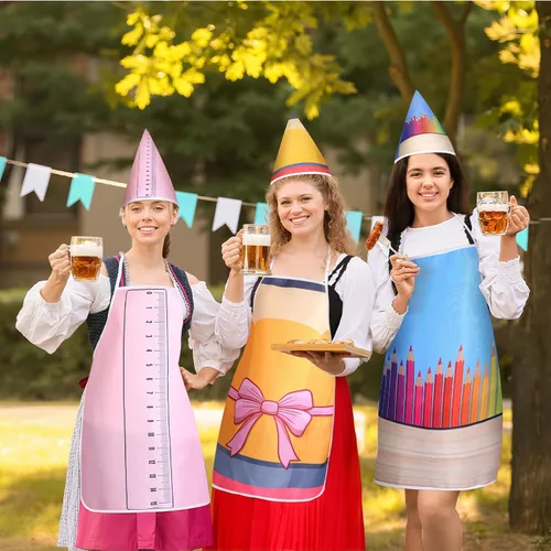 Vista 6 de Berlune 9 juegos de disfraces de grupo de Halloween para profesores, delantal y sombrero, divertidos disfraces de Halloween para grupo familiar