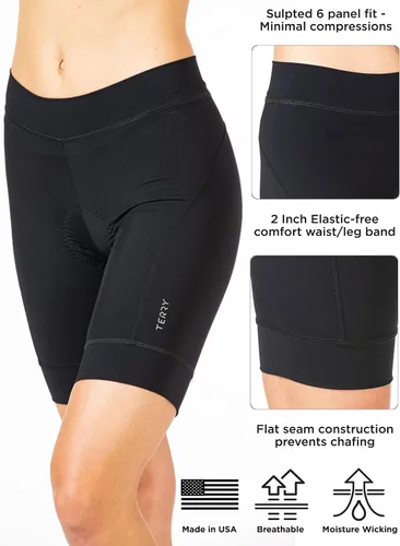 Vista 3 de Terry Breakaway Cycling Shorts for Women, 8.5 Inch Inseam, Elastic-Free Breathable Moisture Wicking Padded Bike Shorts