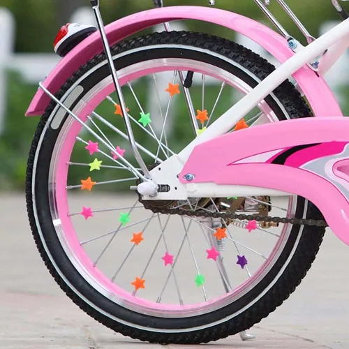 Vista 2 de NT-ling Radios de rueda de bicicleta de estrella con cuentas de clip de plástico para bicicleta, radios coloridos para bicicleta, decoraciones