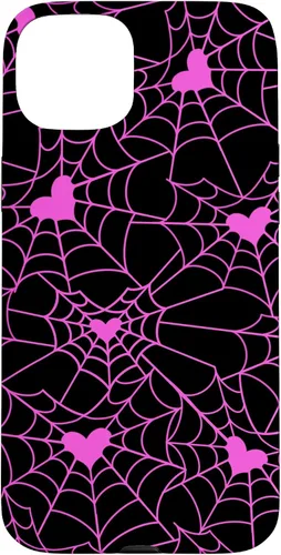 Vista 8 de Carcasa para iPhone 11 con diseño de telaraña, color rosa y negro