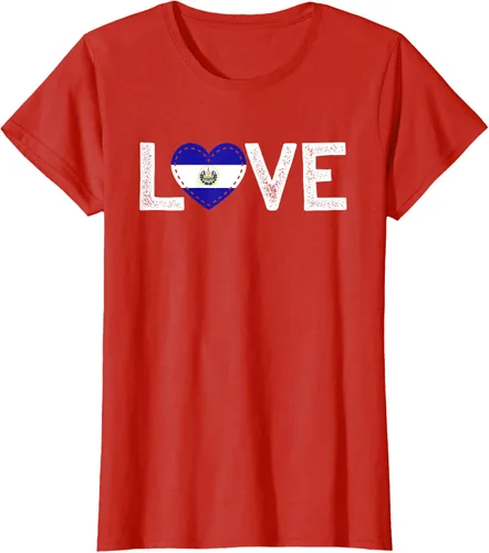 Vista 59 de Camiseta de regalo con la bandera de El Salvador LOVE, Negro, S