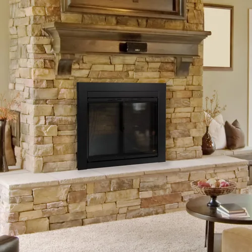 Vista 2 de Puerta Pleasant Hearth AN-1010 Alpine de vidrio para chimenea. Color negro, AN-1012